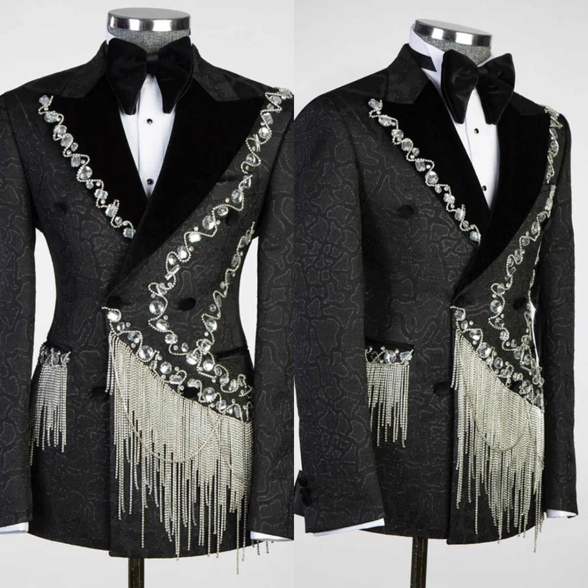 Luxury Beading Wedding Tuxedos 1 Piece Set Jacket Double Breasted Men Suit Designer Crystal Groom Blazers Customized