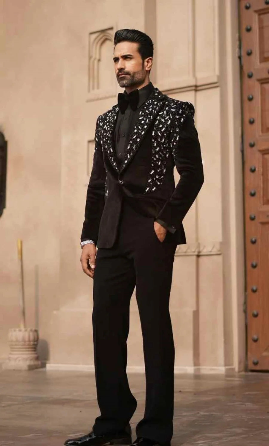 Luxury Groom Wedding Wear Big Diamonds Beads Party Birthday Mens Pants Suits 2 Pieces Customized