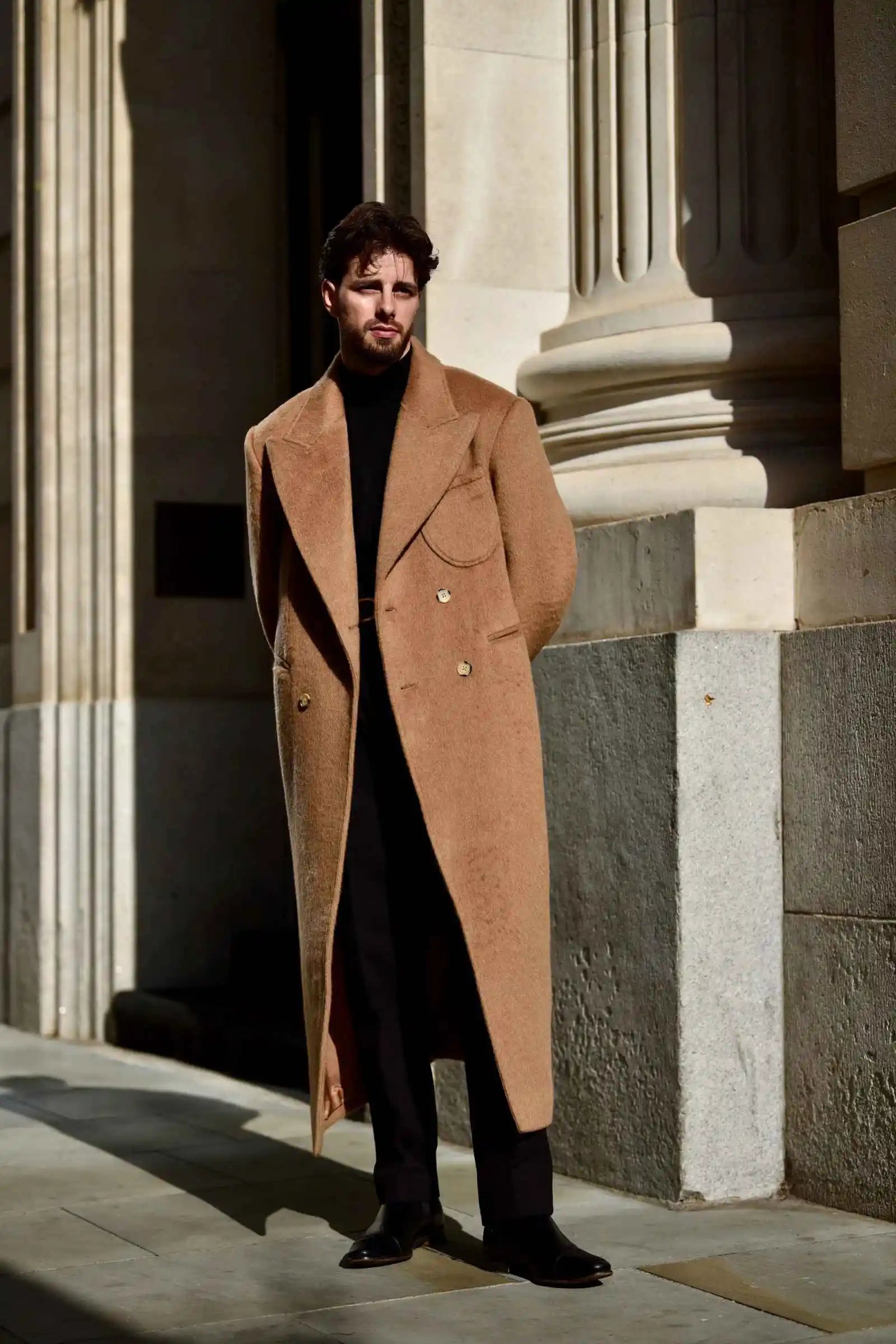 Winter Warm Men's Wedding Long Blazer Peaked Lapel Double Breasted Jacket Tuxedos Business Party Wear Only Coat Customized