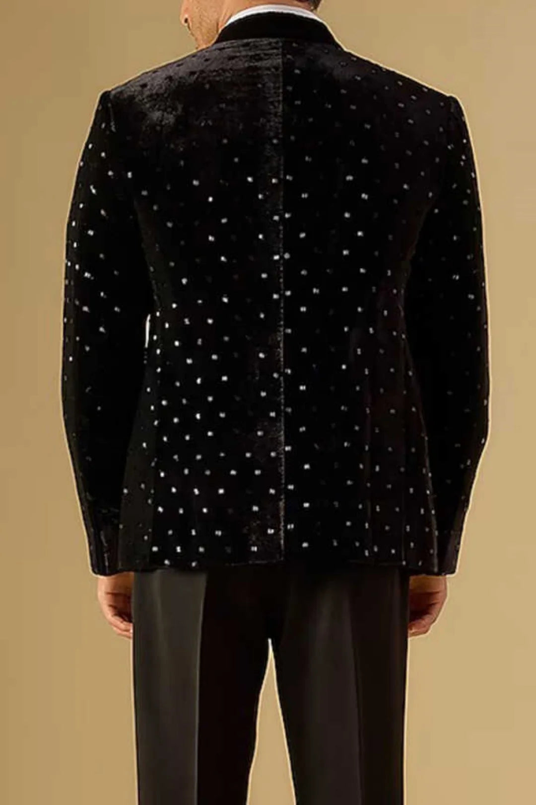 Luxury Men Suit 2-Piece Blazer Single Breasted Jacket Crystals Beaded Slim Fit Wedding Tuxedo Groom Prom Customized