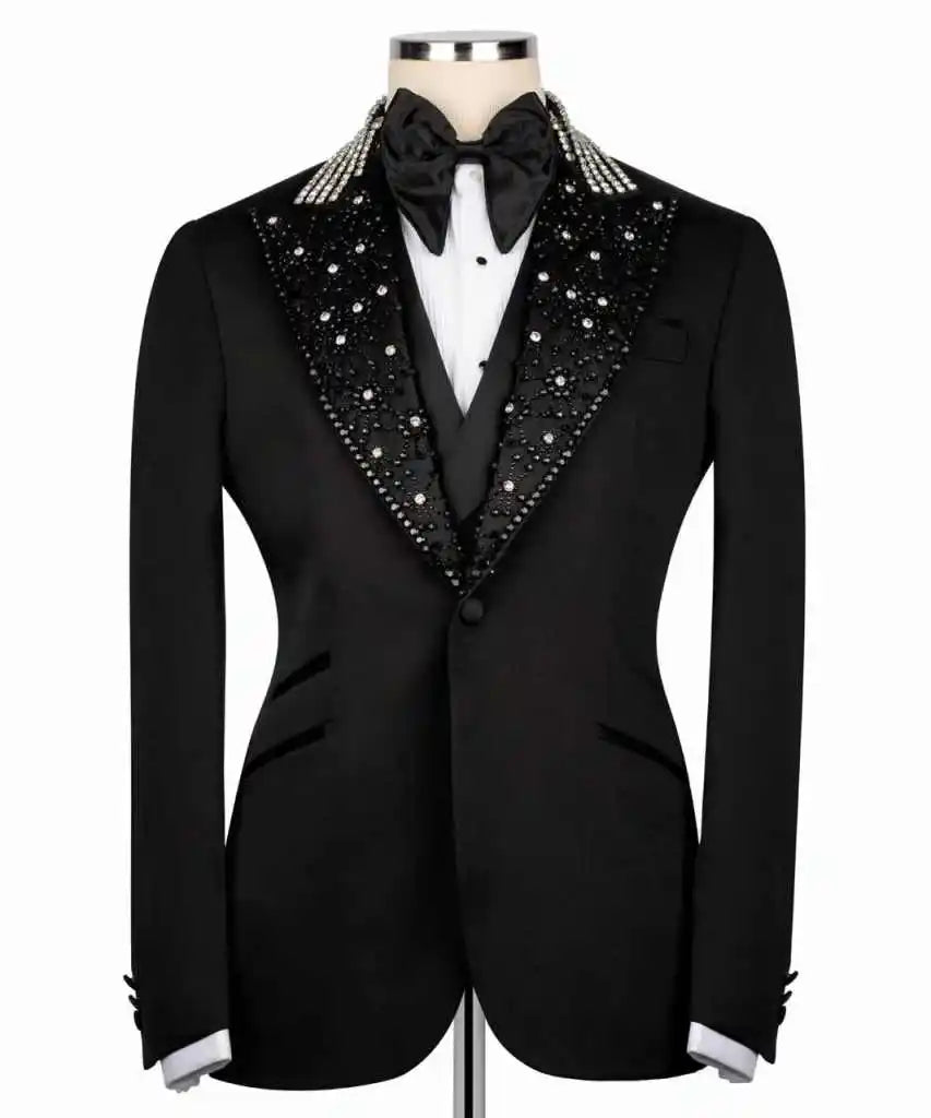 Luxury Wedding Men's Suits 2-Piece Blazer Beads Designer Customized Plus Size Wedding Tuxedo Party Prom