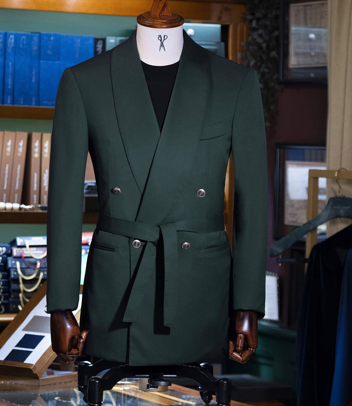 Modern Men's Suit 2 Pieces Blazer Pants One Button Sheer Lapel With Belt Business Slim Fit Formal Wedding Groom Costume Homme