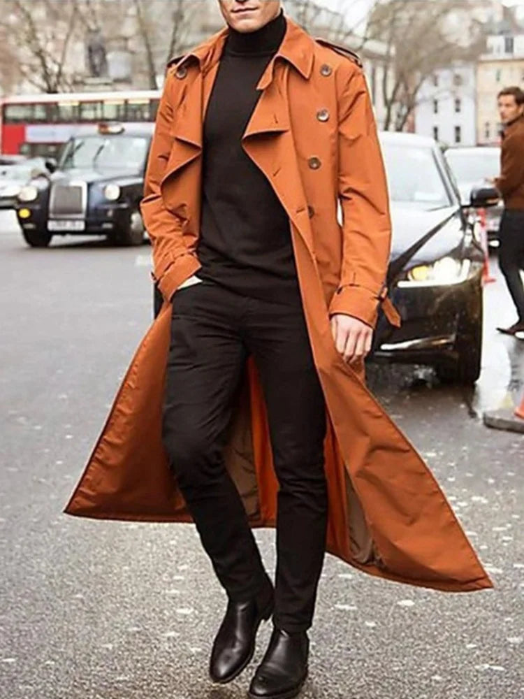 Streetwear Fashion Trench Men's Thin Coat Designer Overlong British Coats Man's Clothing with Epaulets Men's Jackets for Spring