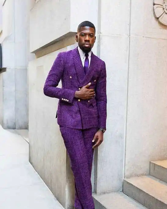 Modern Men Wedding Suits Shawl Lapel Tuxedos Double Breasted Groom Wear 2 Pcs Jacket Pants Prom Evening Party Custom Made