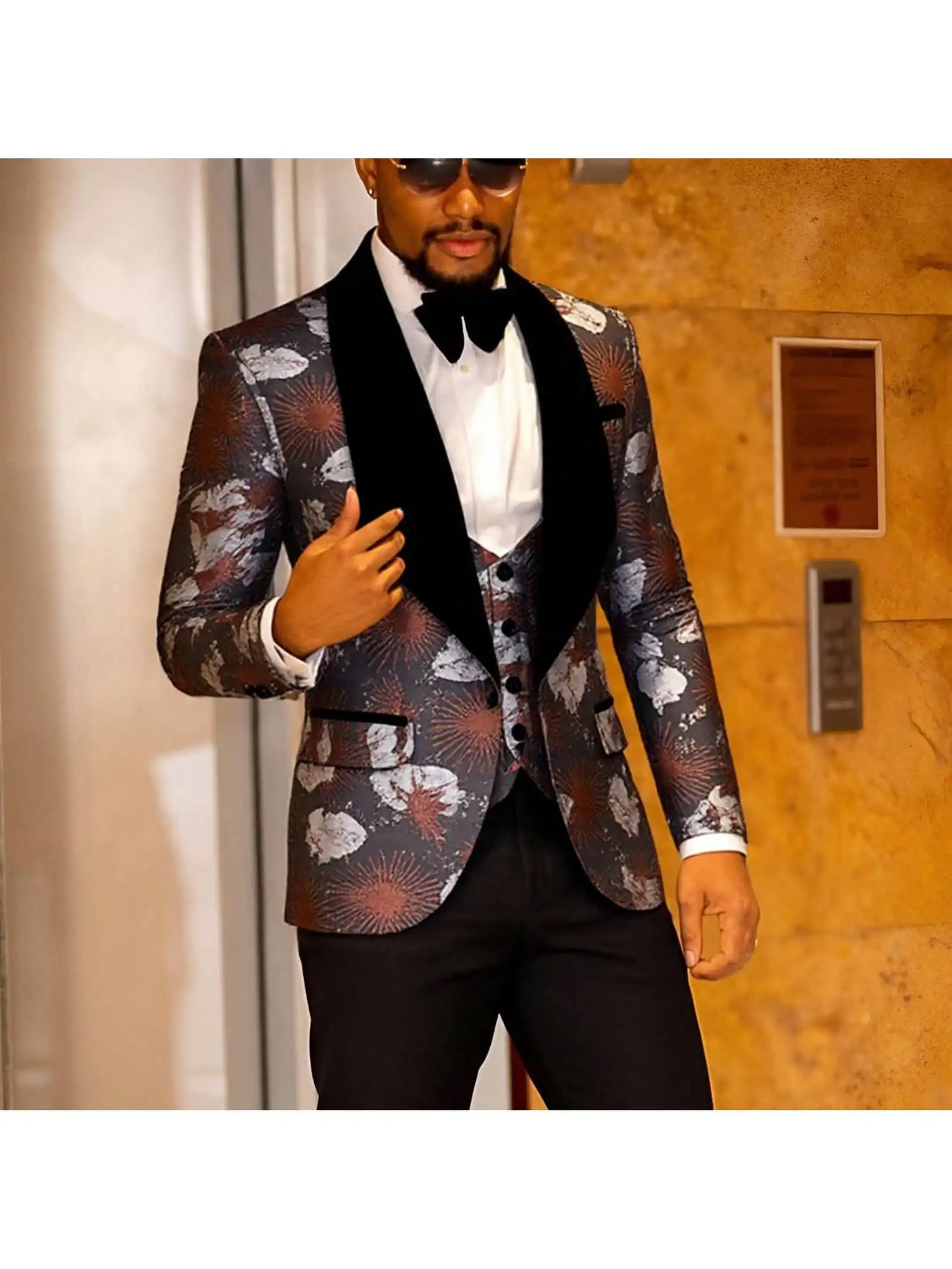 Traje de hombre de corte entallado de 3 piezas, esmoquin de un botón, conjunto para boda, graduación, cena (chaqueta, chaleco y pantalones)