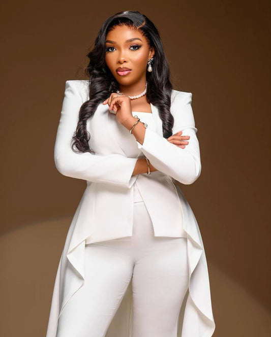 Classic Women Pants Suits 2 Pcs Formal Blazer Jacket with Train and Trousers Suits Wedding Guest Evenings  Party Custom Made