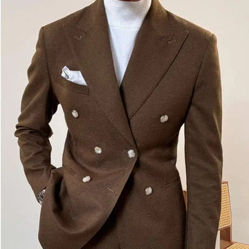 Italian Style Double Breasted Blazer Men Lapel Collar Casual Business Autumn Jacket Men Blazer Masculino Slim Fit Blazer Hombre