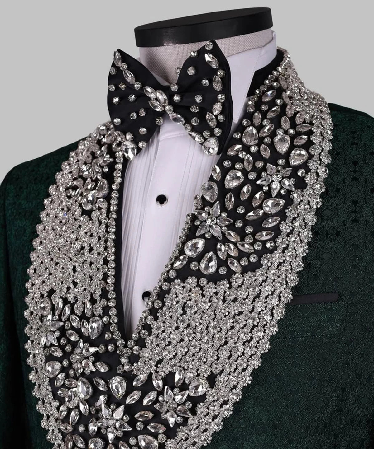 Vintage Man Suits Fit Slim Beading Crystal Shawl Lapel Party Prom 2 Pieces Set Blazer Rhinestone Customized Jacket Pants