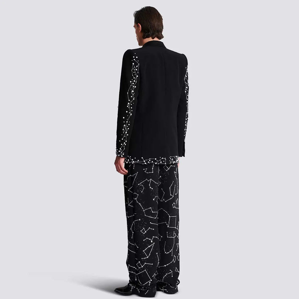 Customized Elegent Diamond Beaded Men Suits Glitter Peaked Lapel Groom Tuxedos 2 Pieces Prom Blazers Wedding