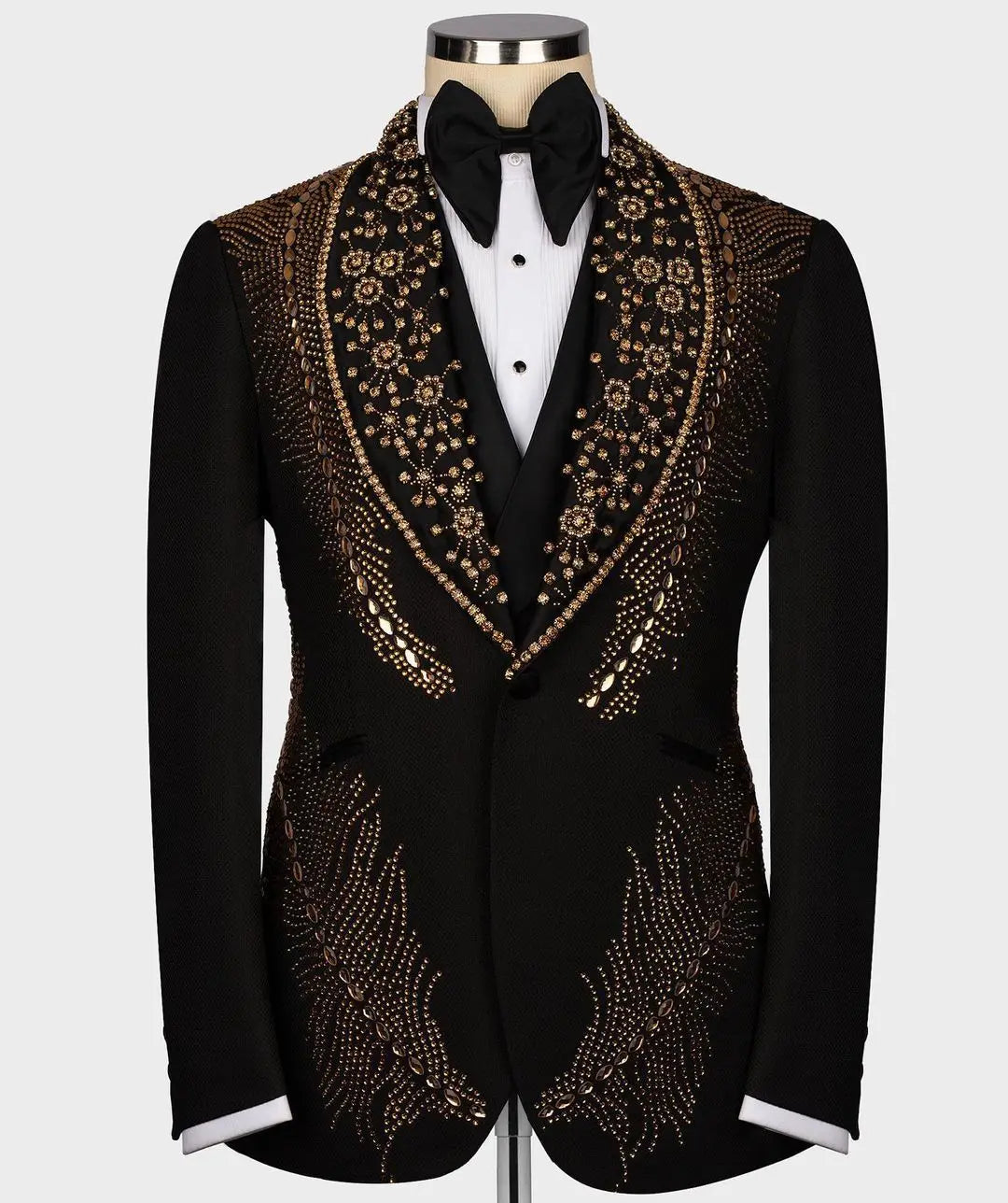 Costume de luxe pour homme, blazer une pièce scintillant, perles et diamants, à un bouton, à revers large, formel, bal, mariage, marié, grande taille, sur mesure