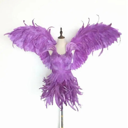 Gold Feather Fairy Wings Angel Dress Sexy Cosplay Costumes Suit Party Victorian Princess Girl Halloween Red Wing for Women