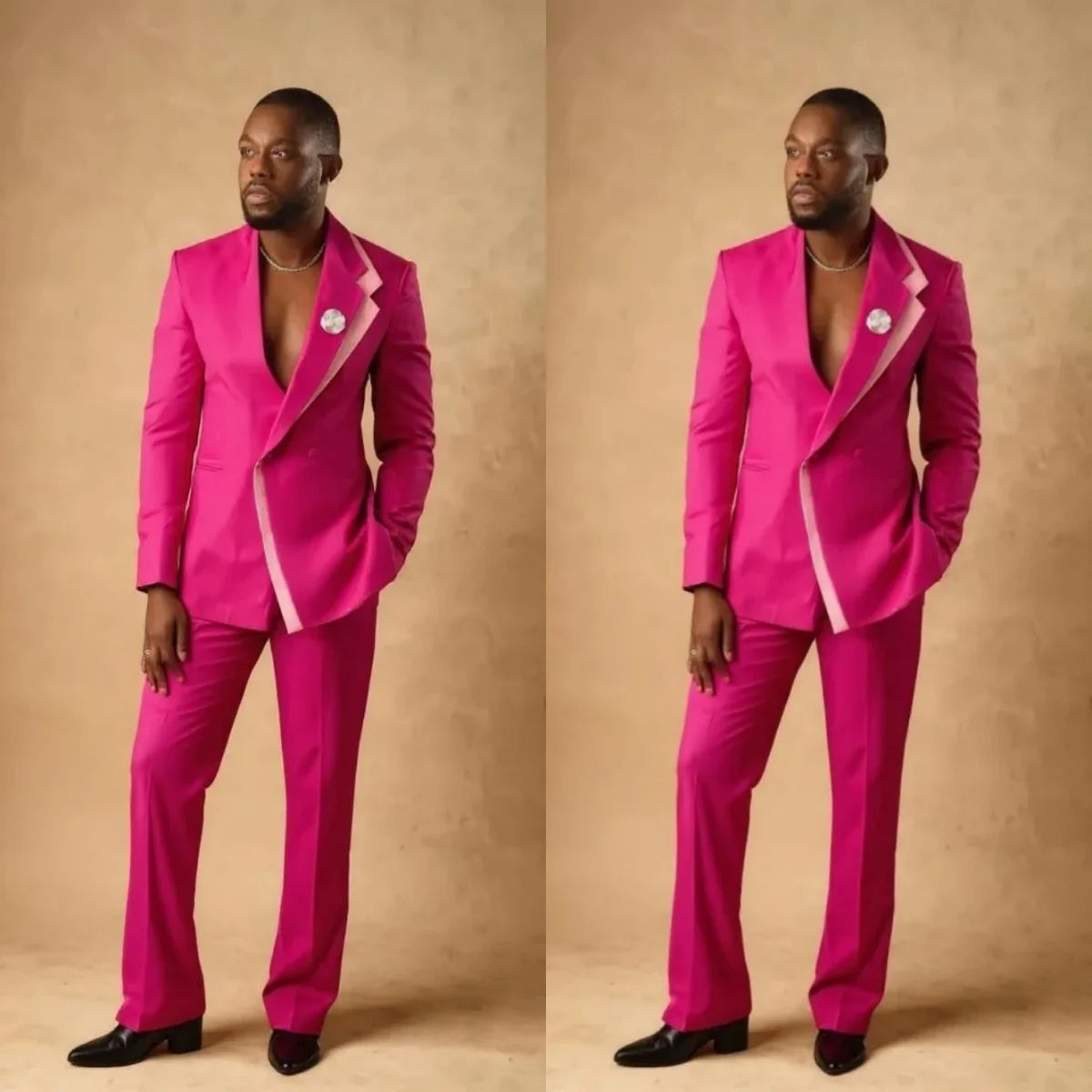 Bright Man Tuxedos 2 Pcs Jacket Pants Notched Lapel Wedding Suit Design Double Breasted Evening Groom Party Outfits Customized
