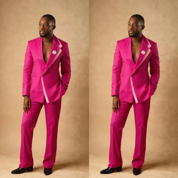Bright Man Tuxedos 2 Pcs Jacket Pants Notched Lapel Wedding Suit Design Double Breasted Evening Groom Party Outfits Customized