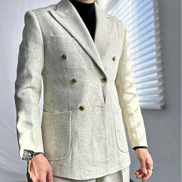 Apricot Double Breasted Suit Naples Business Leisure Fall Italian Gentleman British Suit Man Blazer Homme Prom Blazer for Men