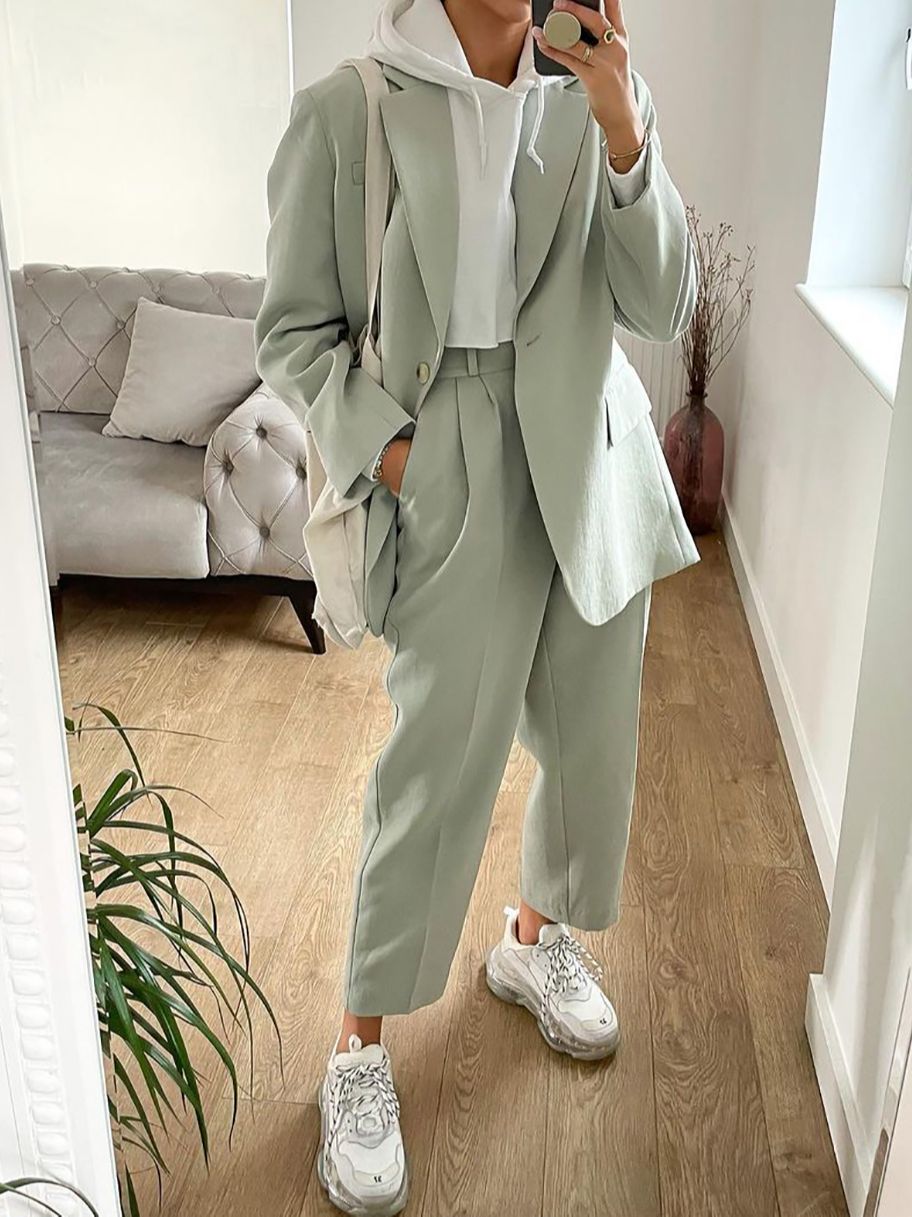 Summer Linen Mother of the Bride Pants Suits Plus Size Lady Oversize Blazer Trousers Set Wedding Wear 2 Pieces (Jacket+Pants)