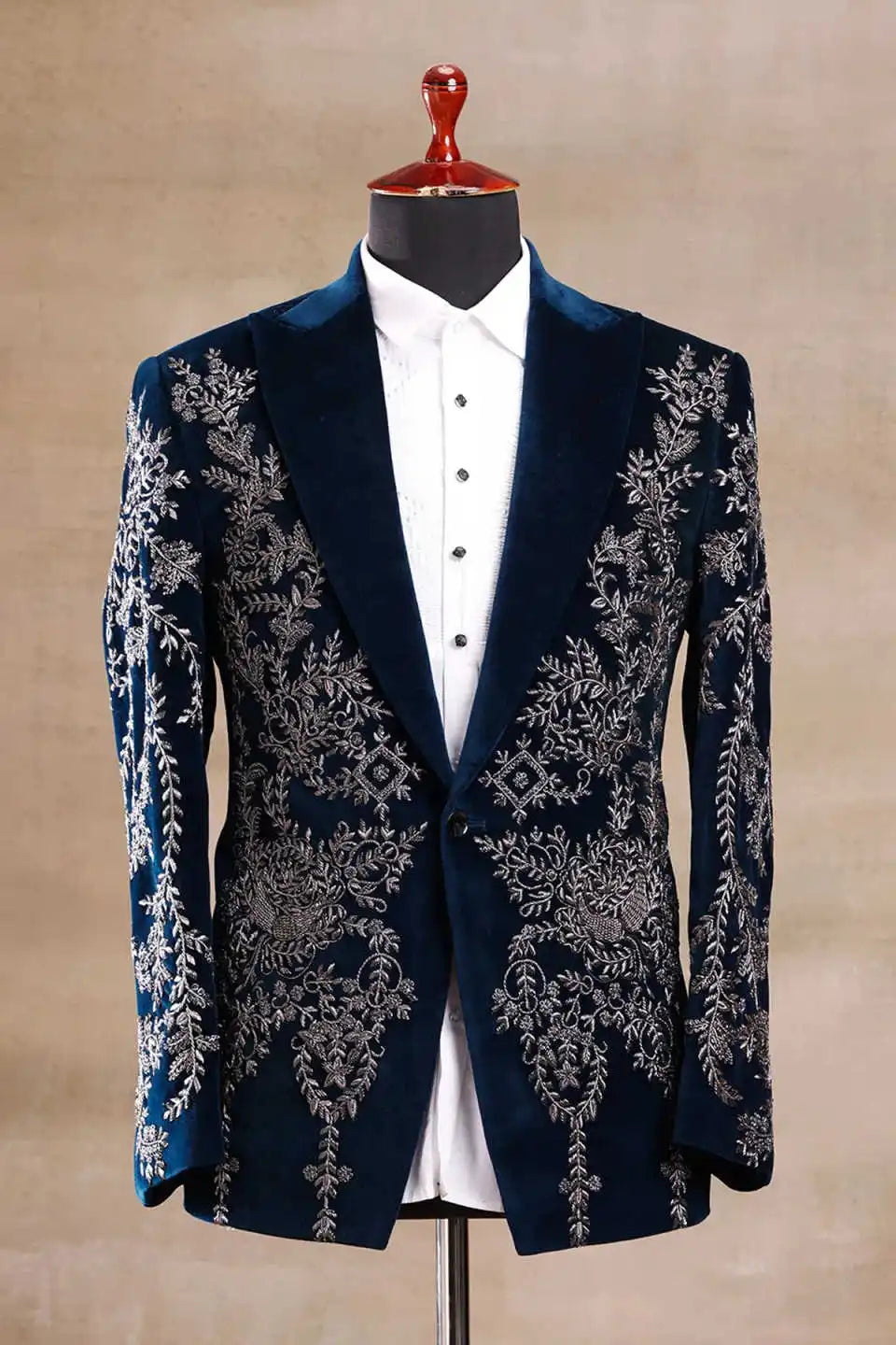 Elegant Men's Suits 2 Pieces Blazer Appliques Single Breasted Wedding Tuxedos Slim Fit Custom Made Costumes Hommes
