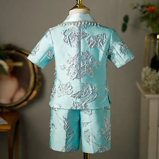 Ensemble 5 pièces pour enfants, nouvelle mode, vêtements de performance de piano pour garçons, robe de bal pour mariage, anniversaire, baptême, fête de l'Aïd 