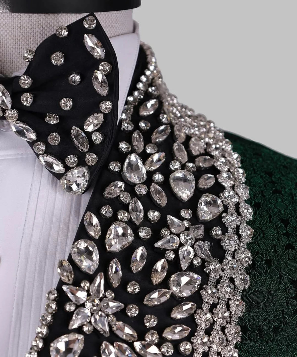Vintage Man Suits Fit Slim Beading Crystal Shawl Lapel Party Prom 2 Pieces Set Blazer Rhinestone Customized Jacket Pants
