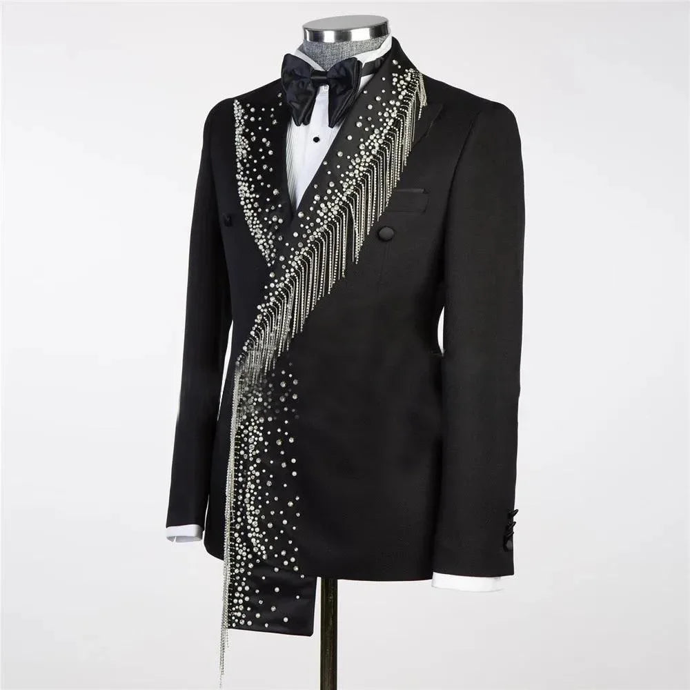 Luxury Suit For Men 2 Pieces Double Breasted Outfit Set Suits Jacket with Pants Mens Clothing Wedding Tuxedo