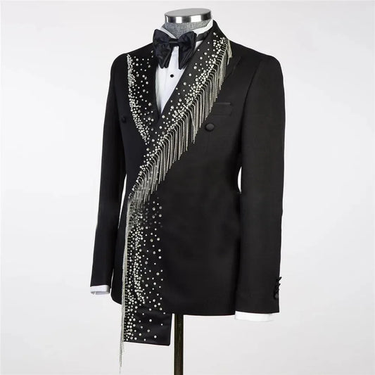 Luxury Suit For Men 2 Pieces Double Breasted Outfit Set Suits Jacket with Pants Mens Clothing Wedding Tuxedo