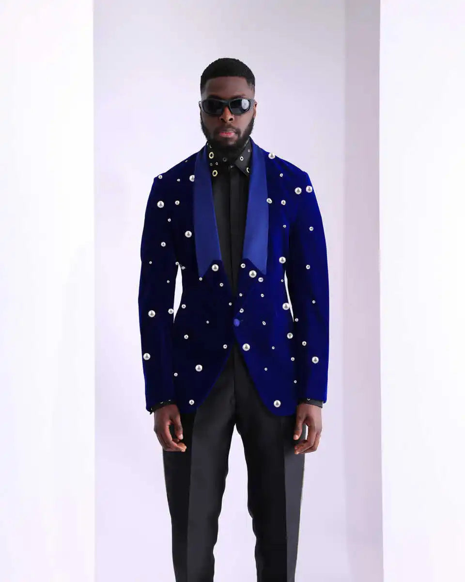 Retro Men Suits for Wedding Pearls Shawl Lapel Blazer One Piece Tuxedo One Button Celebrity Party Coat Customized Only Jacket