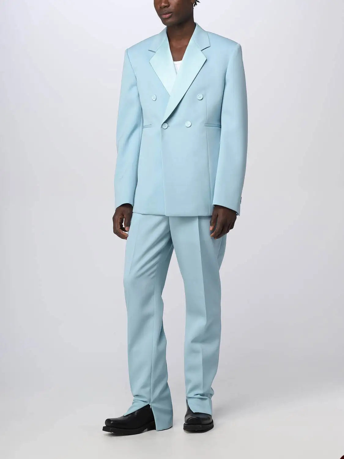 Costume de mariage moderne pour homme, smoking croisé à revers cranté, fermeture éclair, 2 pièces, blazer et pantalon, personnalisé