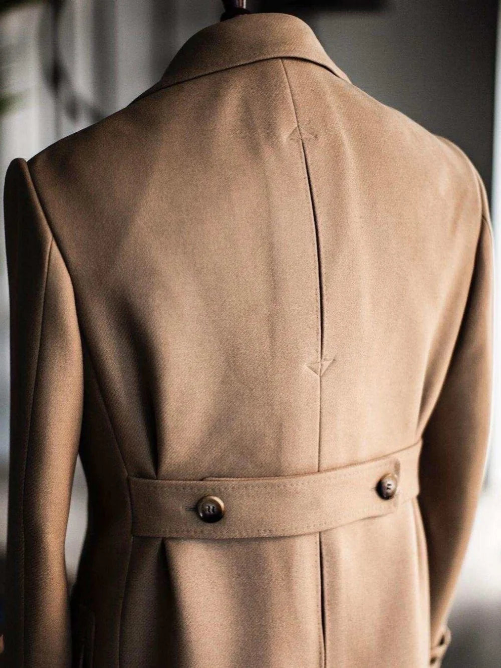 Formal Men Long Coat  Wool Blends Double Breasted Trench Coats Classic One Piece Set Warm Business Blazers Customized