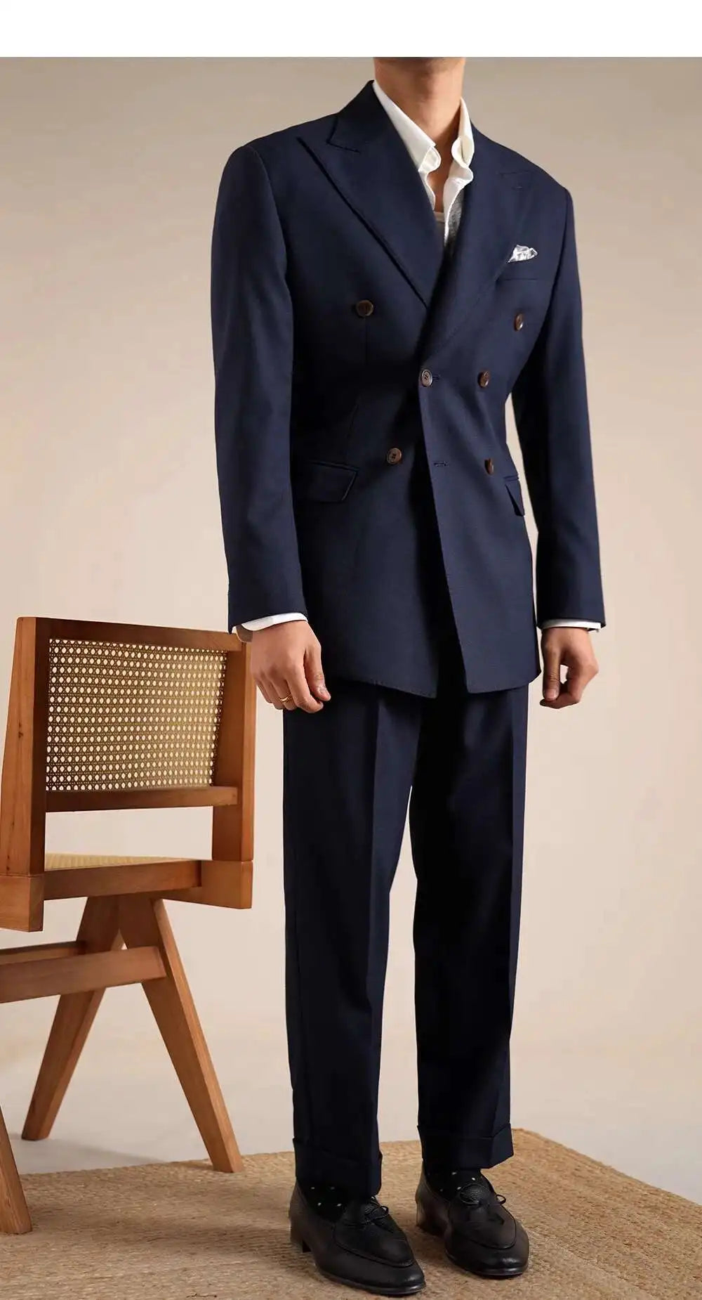 Double Breasted Wedding Suit Men Tuxedo Suit Smoking Homme Mariage Traje Novio Wool Italian Blazers Suit for Men's Business