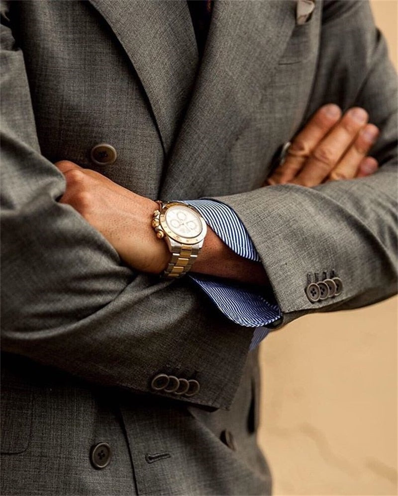 Costume 2 pièces décontracté pour homme, sur mesure, blazer et pantalon, smoking à revers pointus, croisé, pour fête, bal, mariage 
