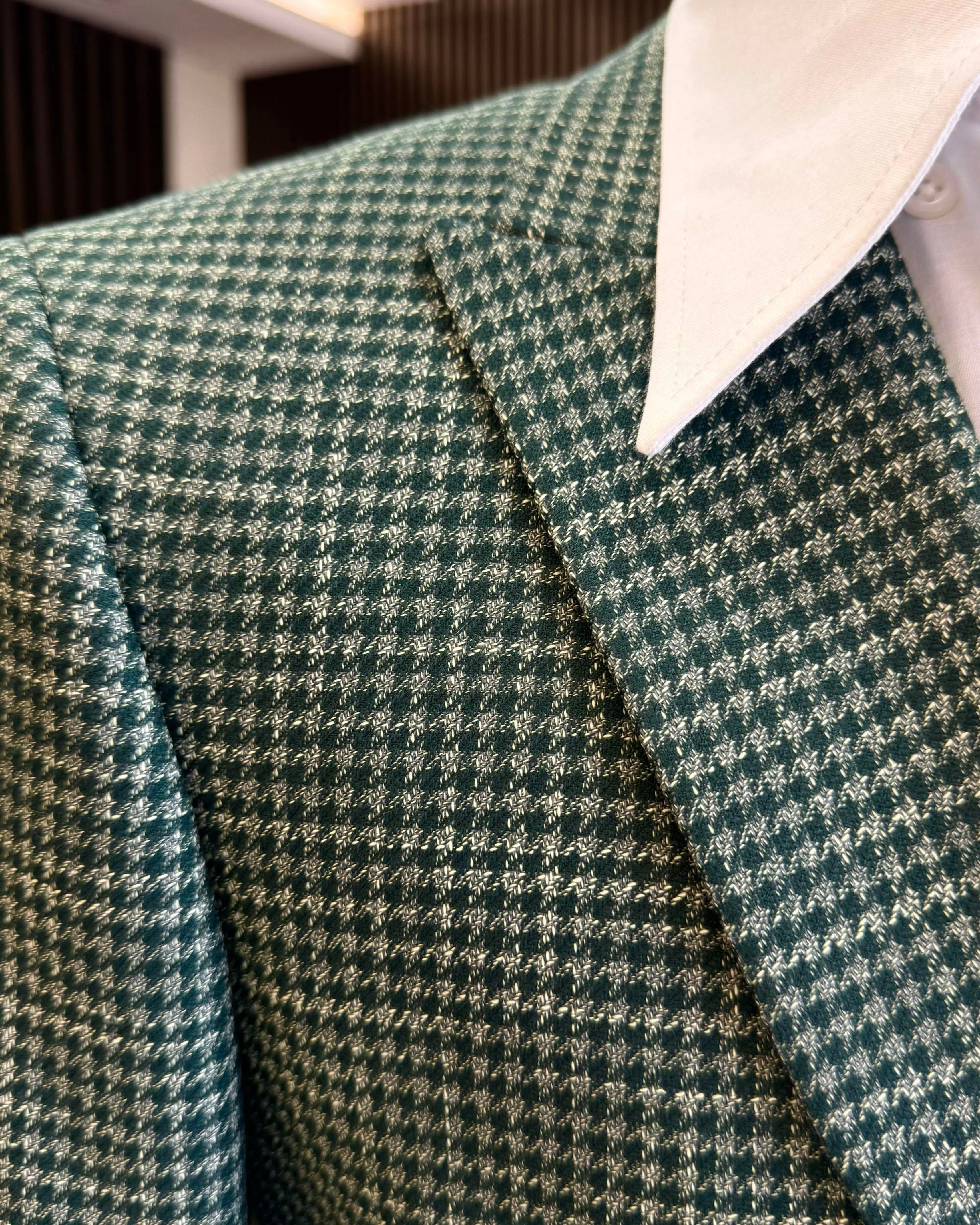 Casual Man Tuxedos Houndstooth 1 Pcs Jacket Men Suit Handsome Peaked Lapel Single Breasted Evening Wedding Groom Customized