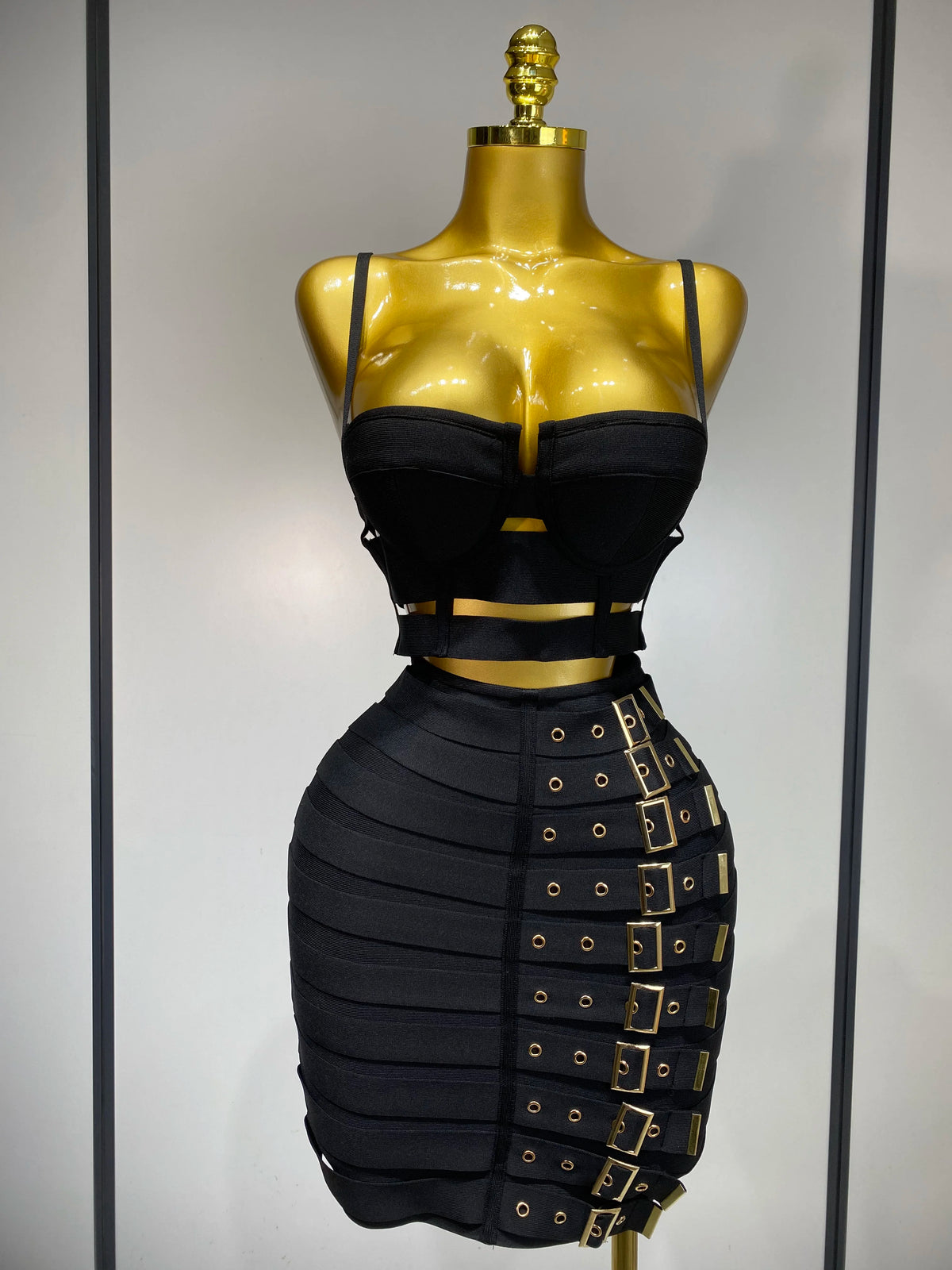 Women Sexy Cut Out Mini Bodycon Bandage Skirt Two Piece Set Celebrity High Street Evening Birthday Club Party Outfits