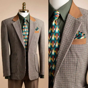 Vintage Wedding Tuxedos 1 Pcs Jacket Houndstooth Men Suit Classic Fit Notched Lapel Evening Groom Customized