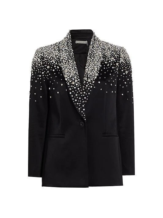Stylish Wedding Tuxedos Beaded Crystal Shawl Lapel 1 Pcs Men Jacket Classic One Button Evening Party Prom Blazers Customized