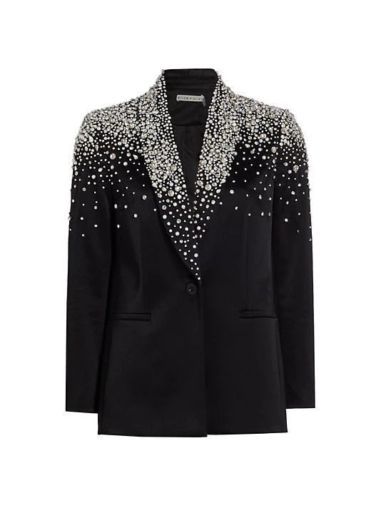 Stylish Wedding Tuxedos Beaded Crystal Shawl Lapel 1 Pcs Men Jacket Classic One Button Evening Party Prom Blazers Customized