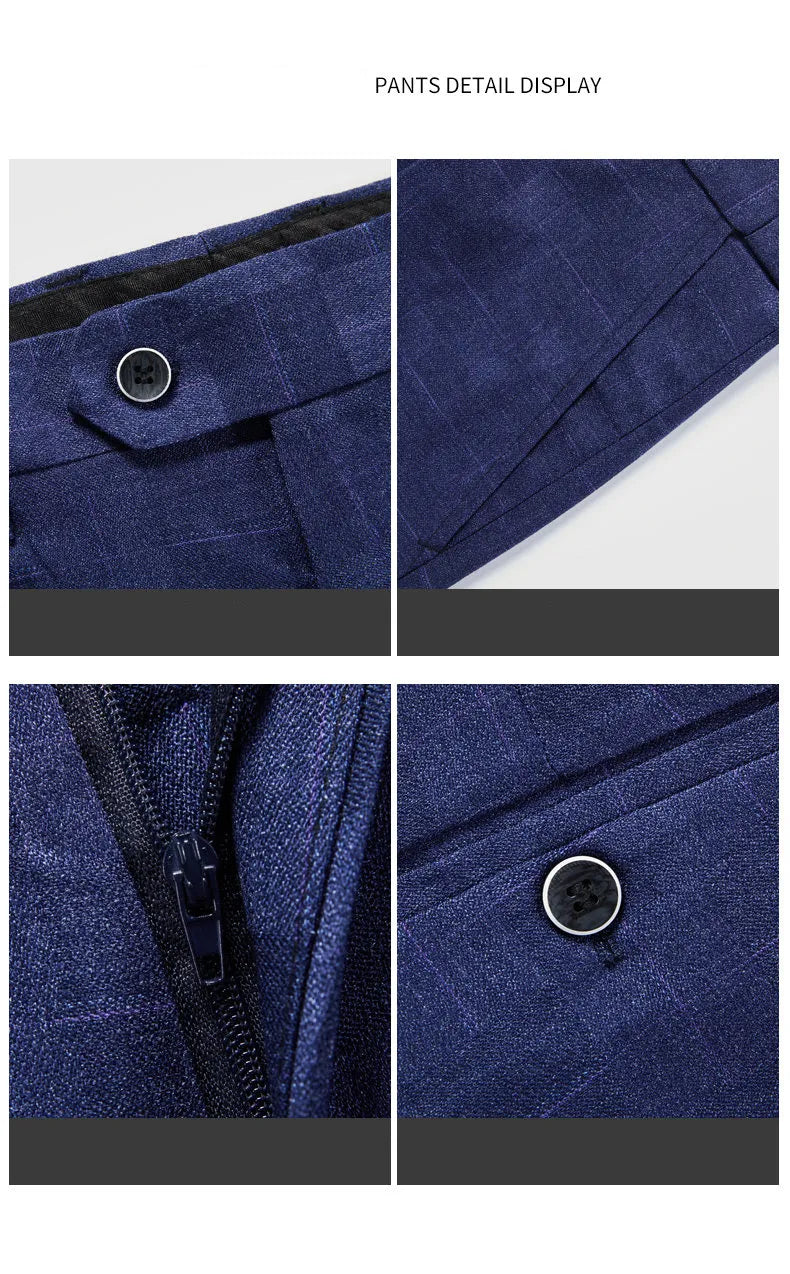 Plaid Men's Suit Korean Slim Suit Suit Men's Business Large Size Three-piece Set