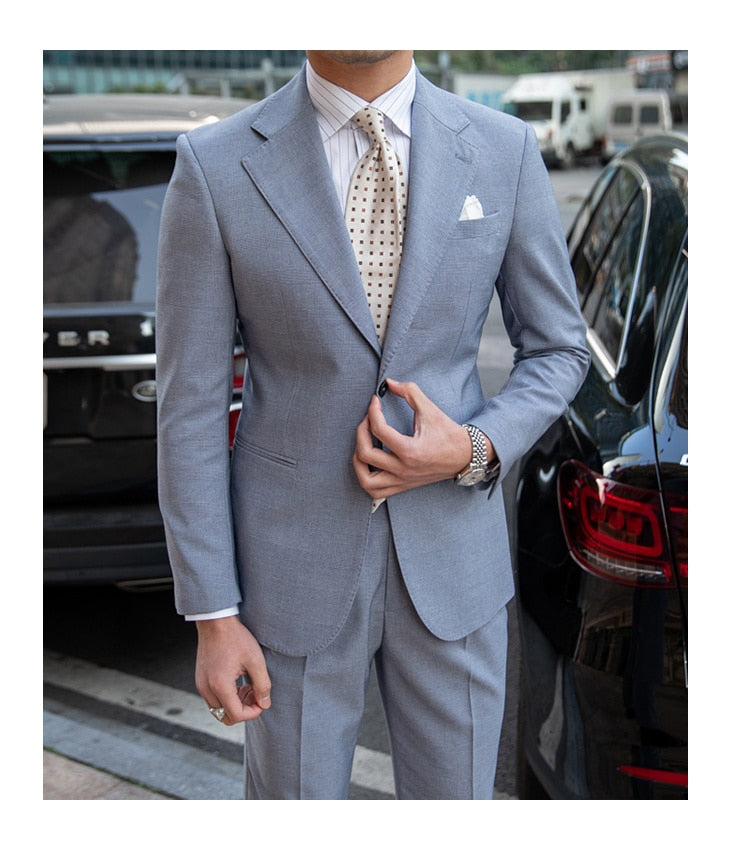Wedding Suits For Men Solid Color Business Formal Casual Dress Suits 2 Pieces Office Work Party Prom Costume Homme
