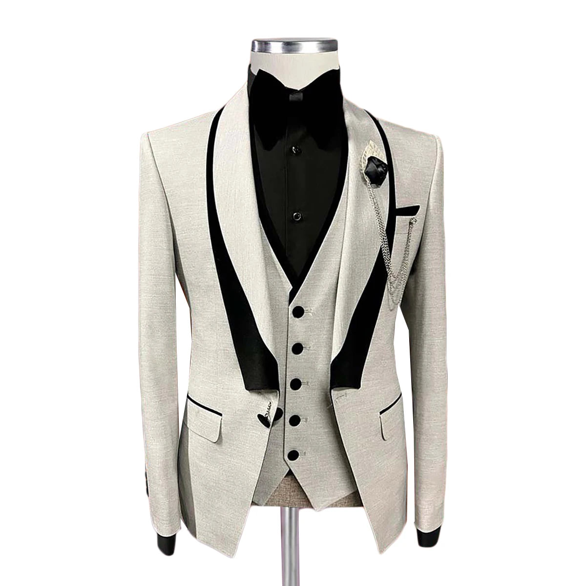 New Men Wedding Suits One Button Tuxedos Slim Fit Groom Wear Business 2 Pieces Jacket Vest Terno Masculino Customize