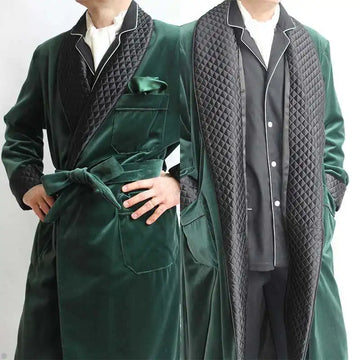 Vintage Men Velvet Smoking Suits Jacket Robe Shawl Lapel with Belt Tuxedo Blazer Jackets Custom Made