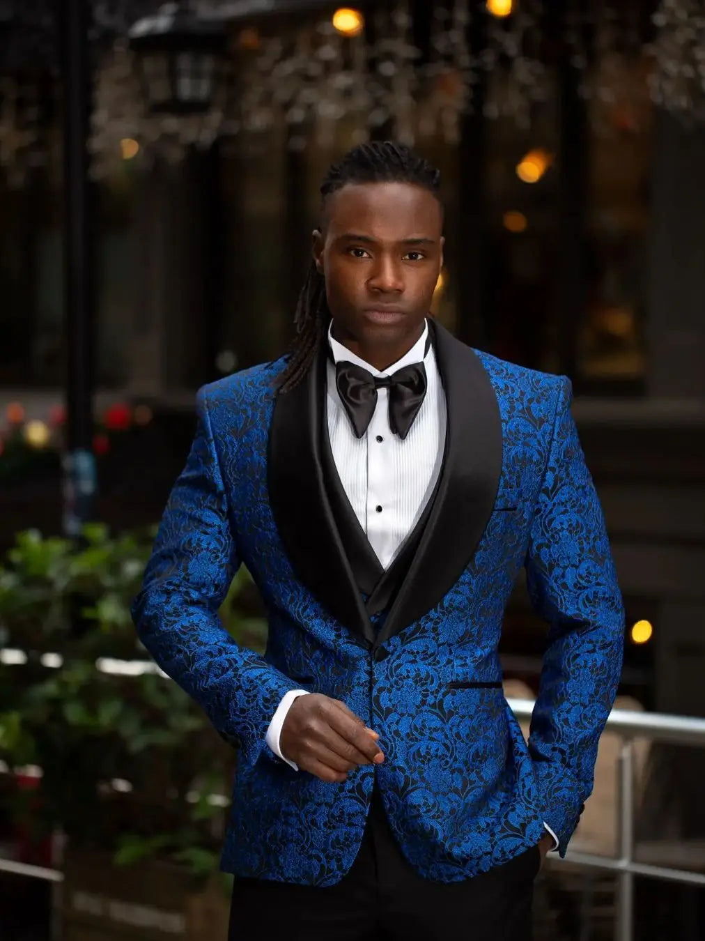 Floral Jacquard Men's Wedding Suit Shawl Lapel Tuxedos Slim Fit Groom Wear Evening Party 3 Pcs Jacket Pants Vest Custom Made