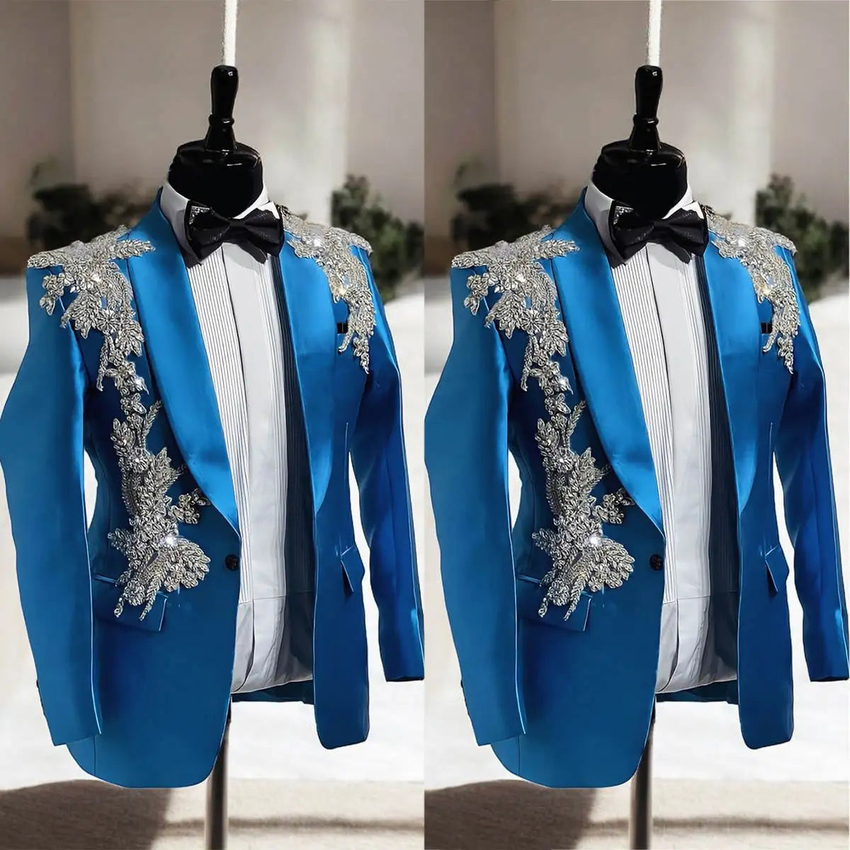 Luxury Men's Suit Coat Shawl Lapel Tuxedos for Wedding Single Breasted Appliques Groom Wear Business Only Blazer Customized