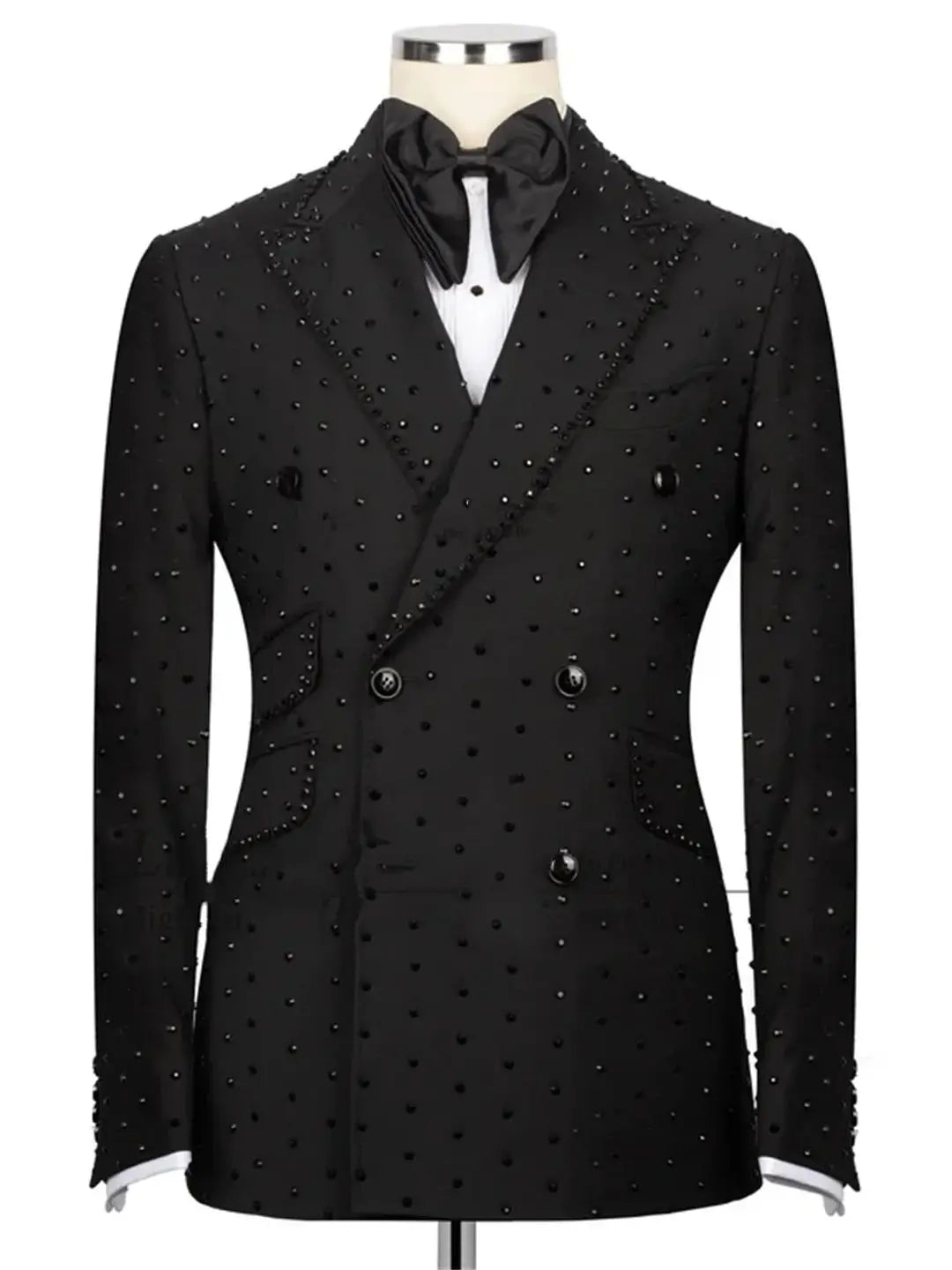 Rhinestone Men Wedding Suits Peak Lapel Tuxedo Groom Wear 2 Pcs Jacket Pants Business Evening Party Customized