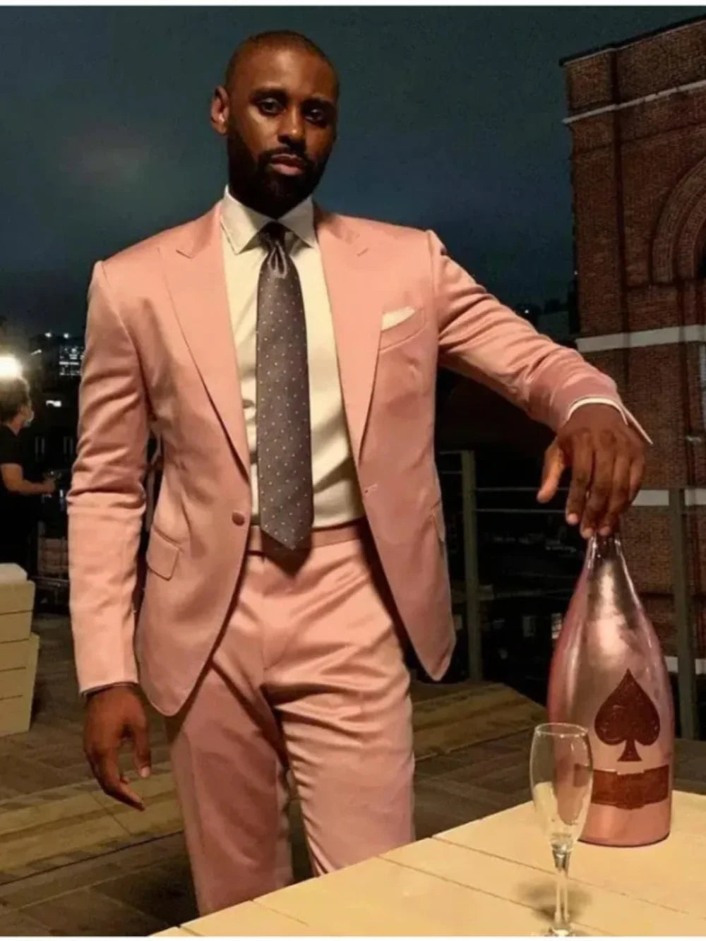 Fashion Man Tuxedos One Button 2 Pcs Jacket Pants Wedding Suit Simple Long Sleeve Evening Groom Party Outfits Customized