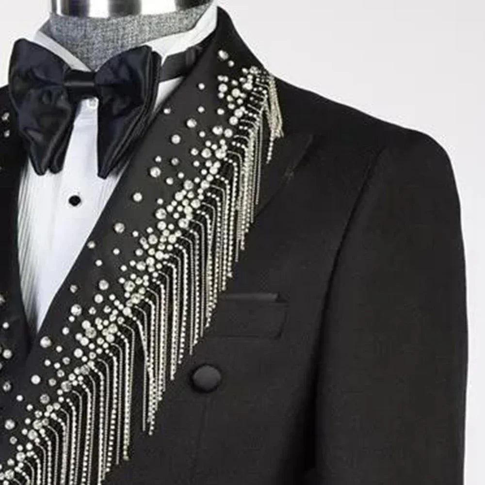 Luxury Suit For Men 2 Pieces Double Breasted Outfit Set Suits Jacket with Pants Mens Clothing Wedding Tuxedo