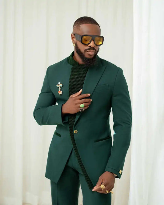 Trim Fit Wedding Tuxedos 2 Piece Set Jacket Pants One Button Men Suit Handsome Groom Business Evening Suit Customized