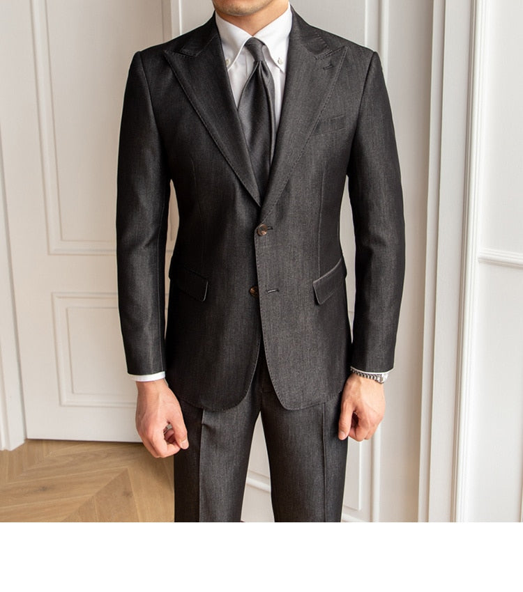 Wedding Suits For Men Solid Color Business Formal Casual Dress Suits 2 Pieces Office Work Party Prom Costume Homme
