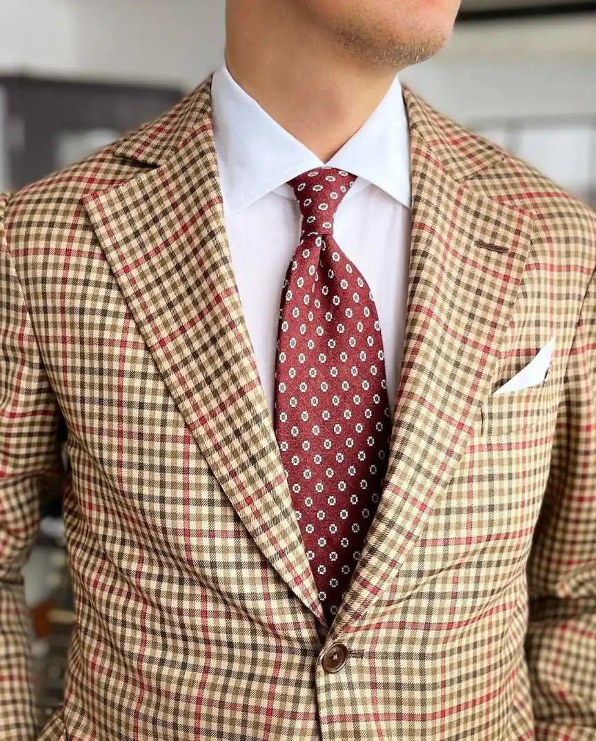 Classic Fit Men Suit Houndstooth Single Breasted Short Tailcoat Fashion Notched Lapel Prom Business Blazers Overcoat Customized
