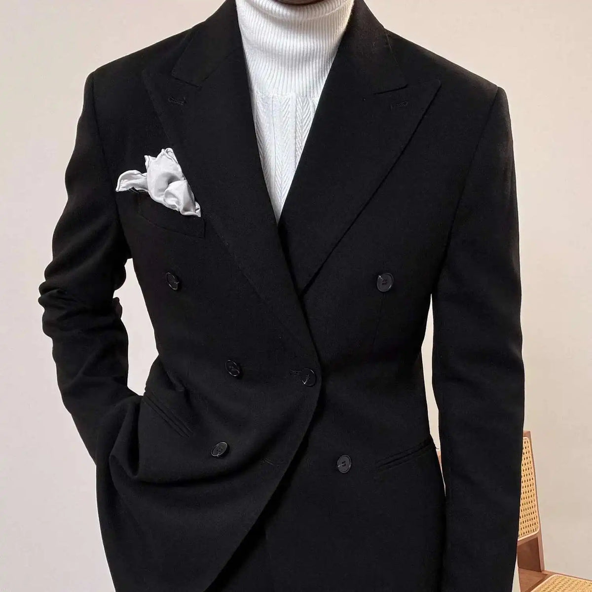 Italian Style Double Breasted Blazer Men Lapel Collar Casual Business Autumn Jacket Men Blazer Masculino Slim Fit Blazer Hombre