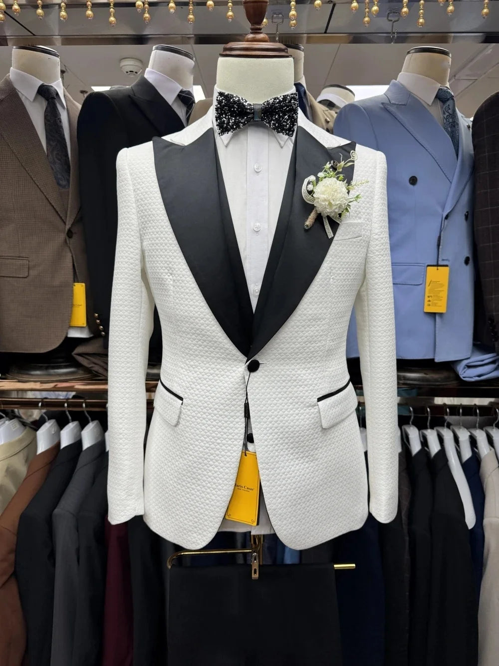 Men Suits Tailor-Made 3 Pieces Set Coat Air Cotton Peaked Lapel Blazer Groom Double Breasted Customized Jacket Vest Black Pants