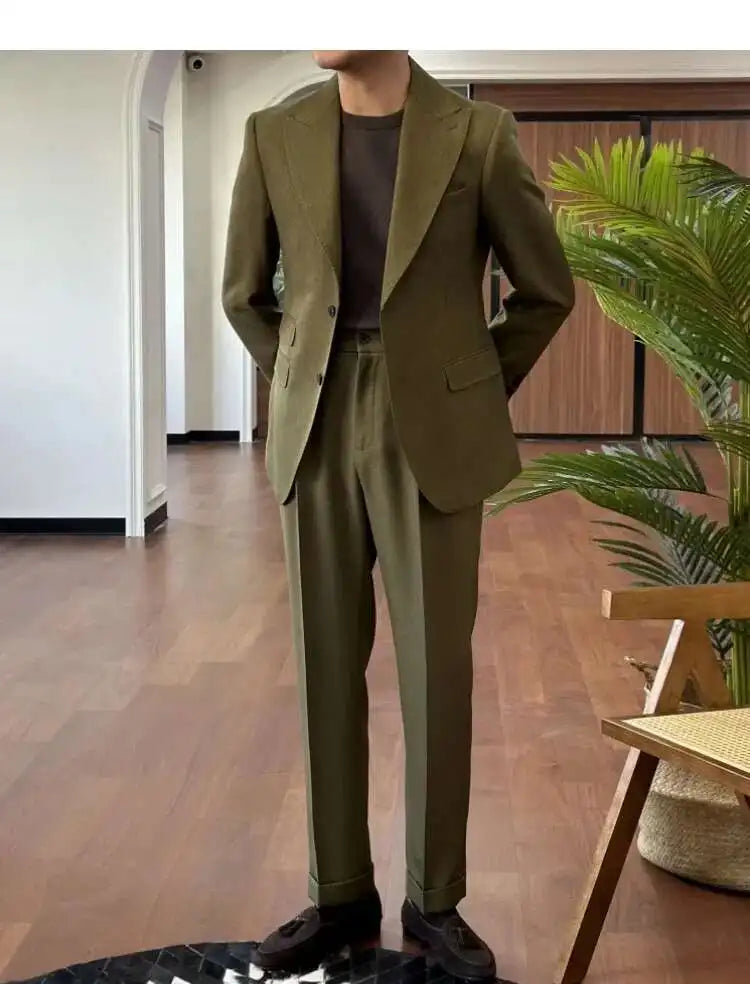 Business Dress Suit Wedding Suit for Men Versatile Casual Office Party Prom Costume Homme Green Men Tuxedo Suit