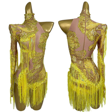 Body moulant à paillettes scintillantes et pompons pour femme, tenue de danse, justaucorps, tenue de scène, pour discothèque, bar 